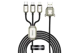 کابل شارژ USB باسئوس USB به Type-C+Micro-USB+Lightning مدل Year of the Ox One-for-three با طول 1.2 متر مشکی