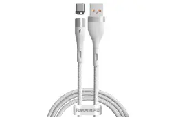 کابل شارژ USB باسئوس USB به Lightning مدل Zinc Magnetic 3A با طول 1 متر سفید