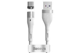 کابل شارژ USB باسئوس USB به Type-C مدل Zinc Magnetic 5A با طول 1 متر سفید