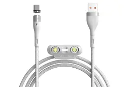 کابل شارژ USB باسئوس USB به Type-C+Micro-USB+Lightning مدل Zinc Magnetic Safe با طول 1 متر سفید