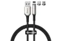 کابل شارژ USB باسئوس USB به Type-C+Micro-USB+Lightning مدل Zinc Magnetic با طول 1 متر مشکی