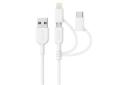 کابل شارژ USB انکر USB به Type-C+Micro-USB+Lightning مدل A8436 PowerLine II 3in1 با طول 0.9 متر سفید