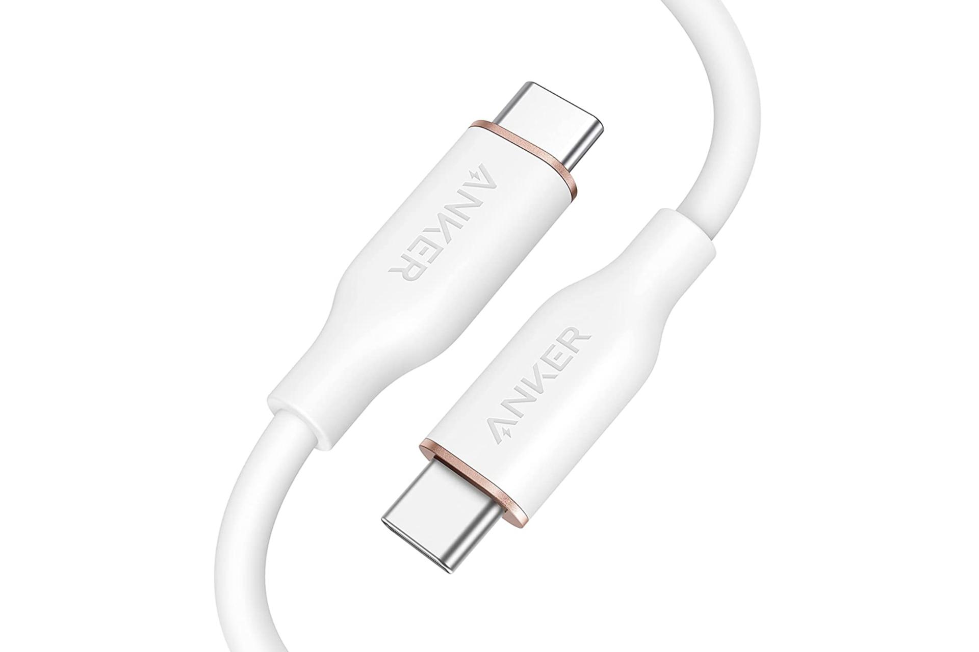 کابل شارژ USB انکر Type-C به Type-C مدل A8552 PowerLine III Flow با طول 0.9 متر سفید
