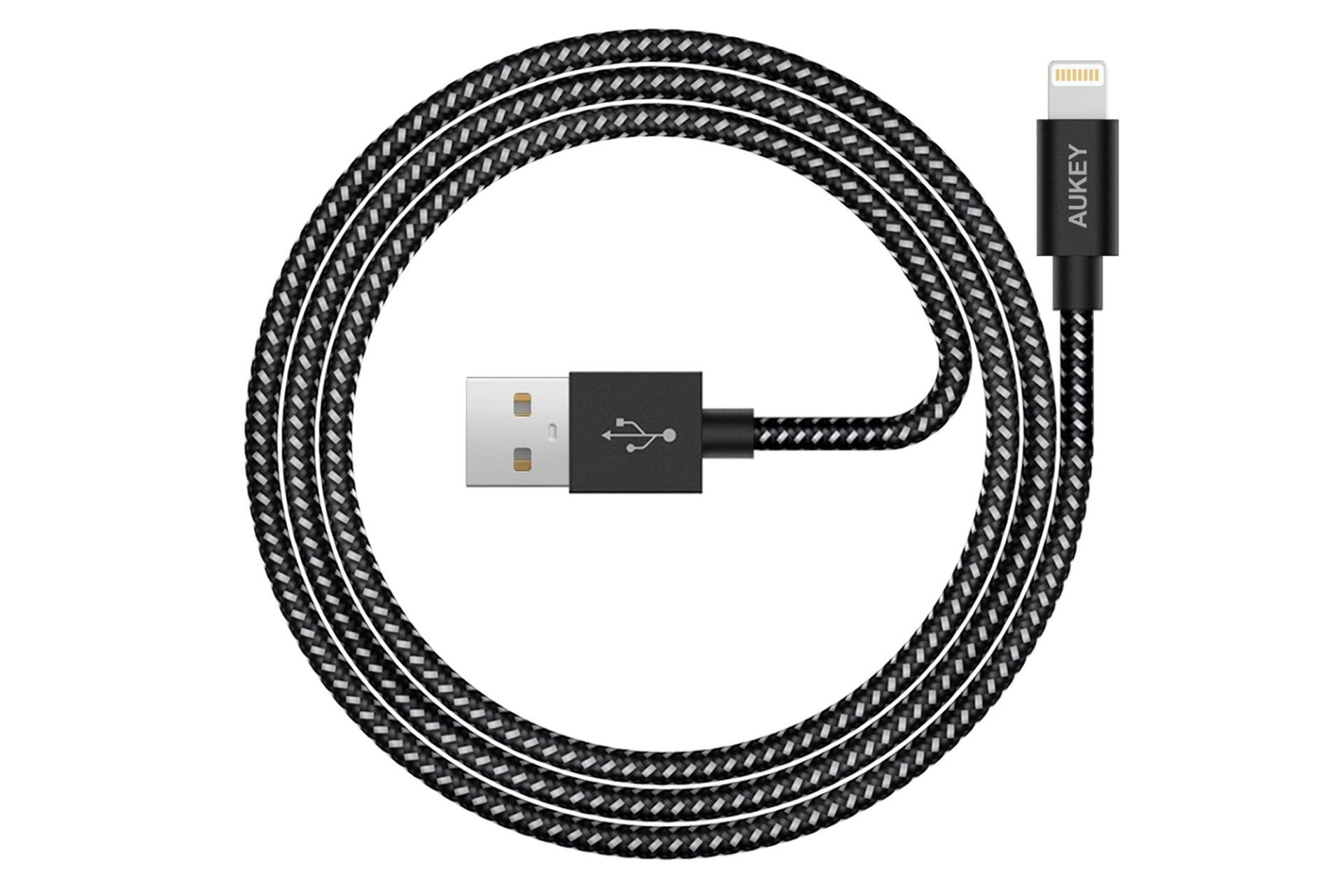 طول کابل شارژ USB آکی USB به Lightning مدل CB-D16 با طول 1.2 متر