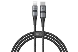 کابل شارژ USB باسئوس Type-C به Lightning مدل BMX Double-deck با طول 1.2 متر مشکی