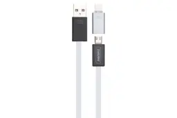 کانکتور کابل شارژ USB ریمکس USB به Micro-USB+Lightning مدل RC-026t 2in1 با طول 1 متر