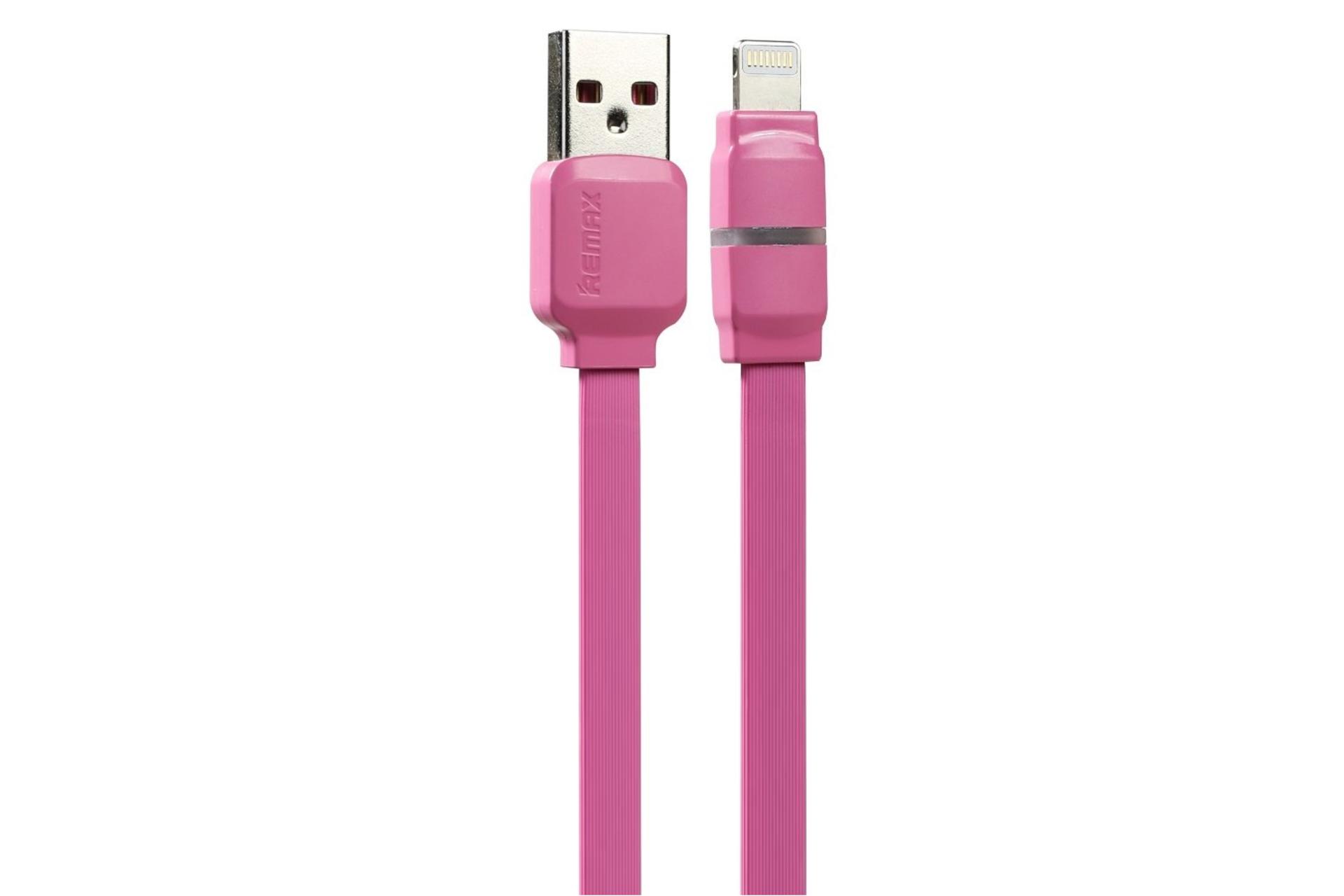 کابل شارژ USB ریمکس USB به Lightning مدل RC-029i Breath series با طول 1 متر صورتی