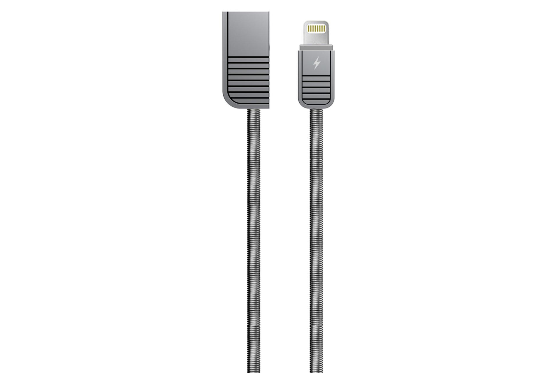 کابل شارژ USB ریمکس USB به Lightning مدل RC-088i Linyo Series با طول 1 متر نقره ای