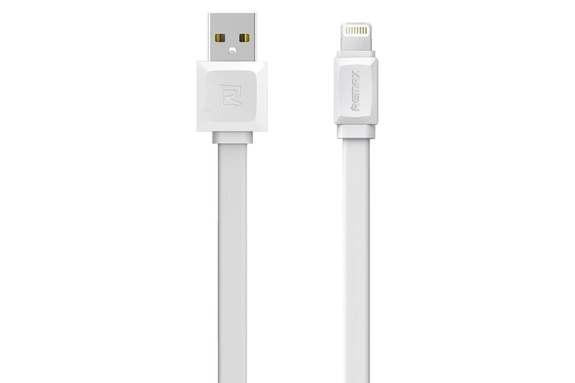 کابل شارژ USB ریمکس USB به Lightning مدل RC-129i با طول 1 متر سفید