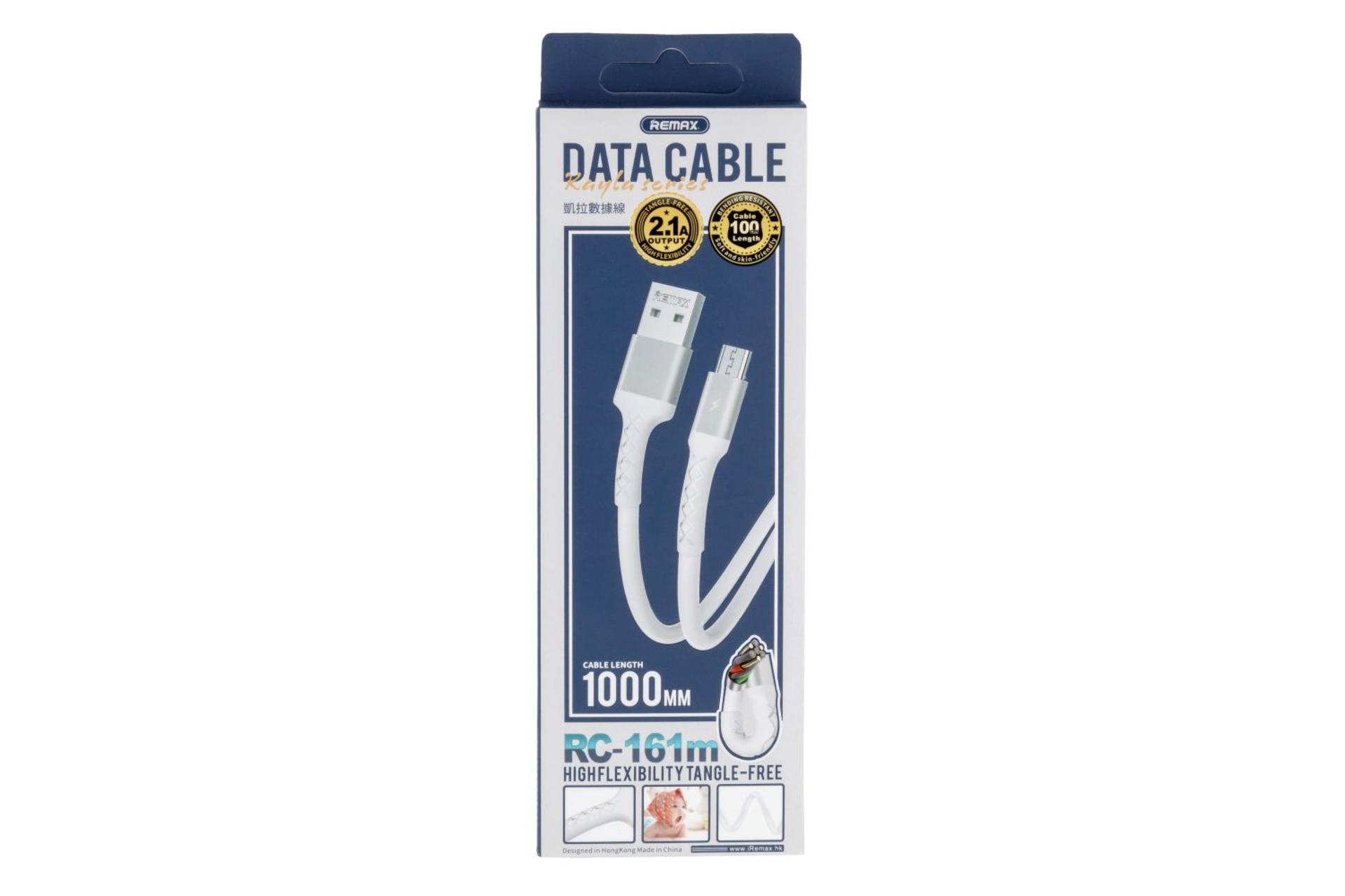 جعبه کابل شارژ USB ریمکس USB به Micro-USB مدل RC-161m Kayla Series با طول 1 متر