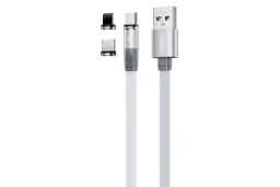 کابل شارژ USB ریمکس USB به Type-C+Micro-USB+Lightning مدل RC-169th 3in1 با طول 1 متر سفید