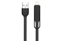 کابل شارژ USB ریمکس USB به Micro-USB+Lightning مدل YARDS RC-033T 2in1 با طول 1 متر مشکی