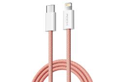 کابل شارژ USB راک Type-C به Lightning مدل Flash Charge Series RCB0817 با طول 1 متر قرمز