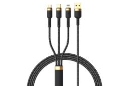 کابل شارژ USB راک USB به Type-C+Micro-USB+Lightning مدل G18 RCB0816 3in1 با طول 1.2 متر مشکی