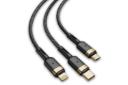 کانکتور کابل شارژ USB راک USB به Type-C+Micro-USB+Lightning مدل G18 RCB0816 3in1 با طول 1.2 متر