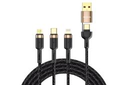 کانکتور کابل شارژ USB راک USB+Type-C به Type-C+Micro-USB+Lightning مدل G18 RCB0819 3in2 با طول 1.2 متر