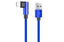 کابل شارژ USB راک USB به Lightning مدل L-shape Lightning RCB0600 با طول 1.2 متر آبی
