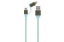کابل شارژ USB تسکو USB به Micro-USB+Lightning مدل TC A101 2in1 با طول 1 متر آبی