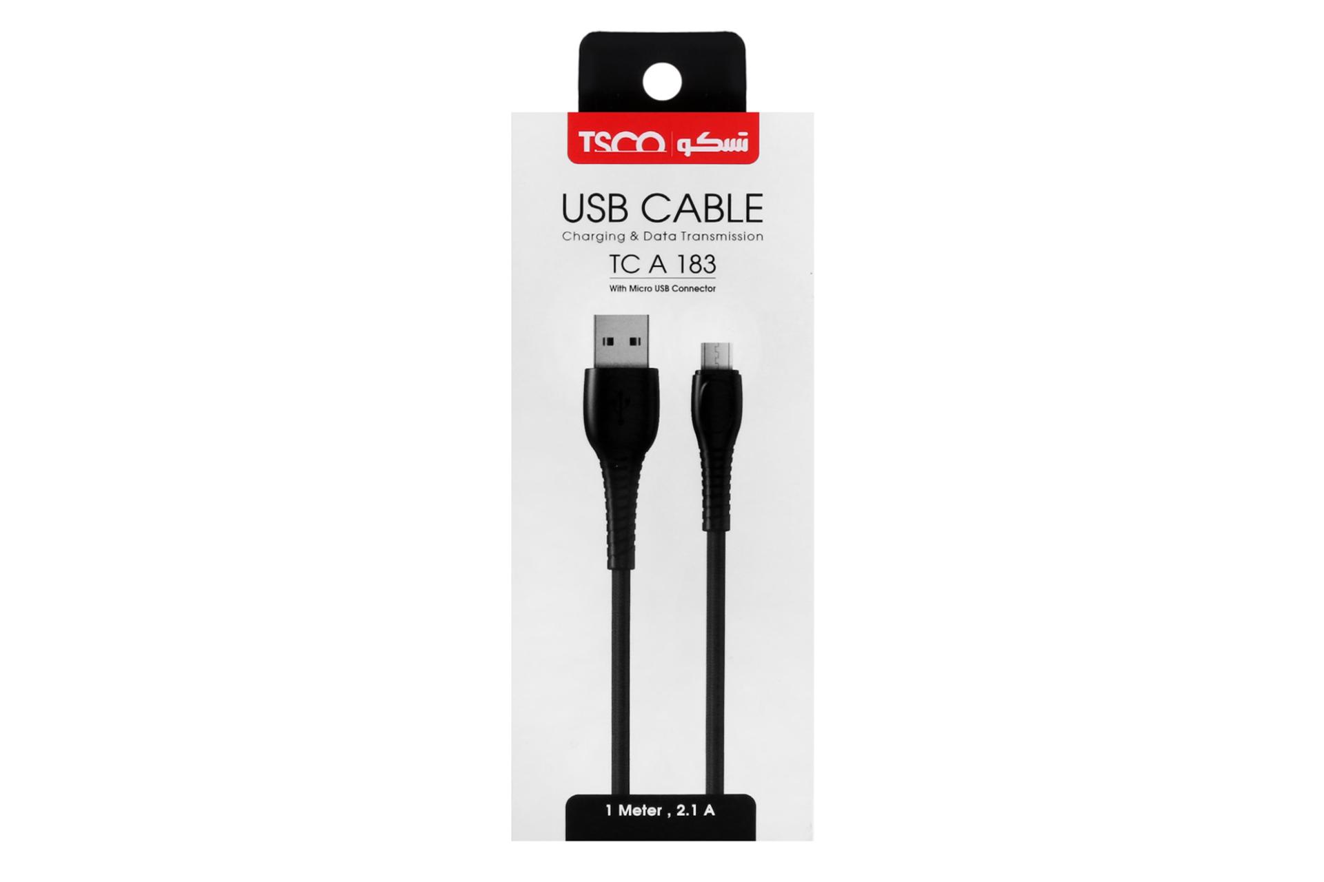 جعبه کابل شارژ USB تسکو USB به Micro-USB مدل TC A183 با طول 1 متر