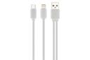 کابل شارژ USB تسکو USB به Micro-USB+Lightning مدل TC A28 2in1 با طول 0.2 متر سفید