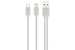 کابل شارژ USB تسکو USB به Micro-USB+Lightning مدل TC A28 2in1 با طول 0.2 متر سفید