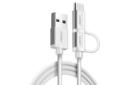 کابل شارژ USB یوگرین USB به Micro-USB+Type-C مدل US177 با طول 1.5 متر نقره ای