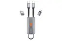 طراحی کابل شارژ USB یوسمز Type-C به Type-C+USB+Lightning مدل 4in1 Multifunctional با طول 0.3 متر