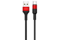 کابل شارژ USB یوسمز USB به Type-C مدل US-SJ221 U5 Braided با طول 1.2 متر قرمز