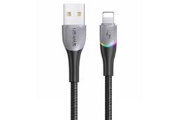 کابل شارژ USB یوسمز USB به Lightning مدل US-SJ541 U77 با طول 1.2 متر مشکی
