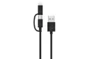 کابل شارژ USB یوسمز Type-A به Micro-USB+Lightning مدل U-GEE US-SJ077 2in1 با طول 1 متر مشکی