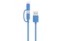 کابل شارژ USB یوسمز Type-A به Micro-USB+Lightning مدل U-GEE US-SJ077 2in1 با طول 1 متر آبی