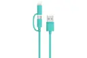 کابل شارژ USB یوسمز Type-A به Micro-USB+Lightning مدل U-GEE US-SJ077 2in1 با طول 1 متر سبز