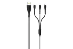 کابل شارژ USB یوسمز Type-A به Type-C+Micro-USB+Lightning مدل US-SJ367 U35 با طول 1 متر مشکی