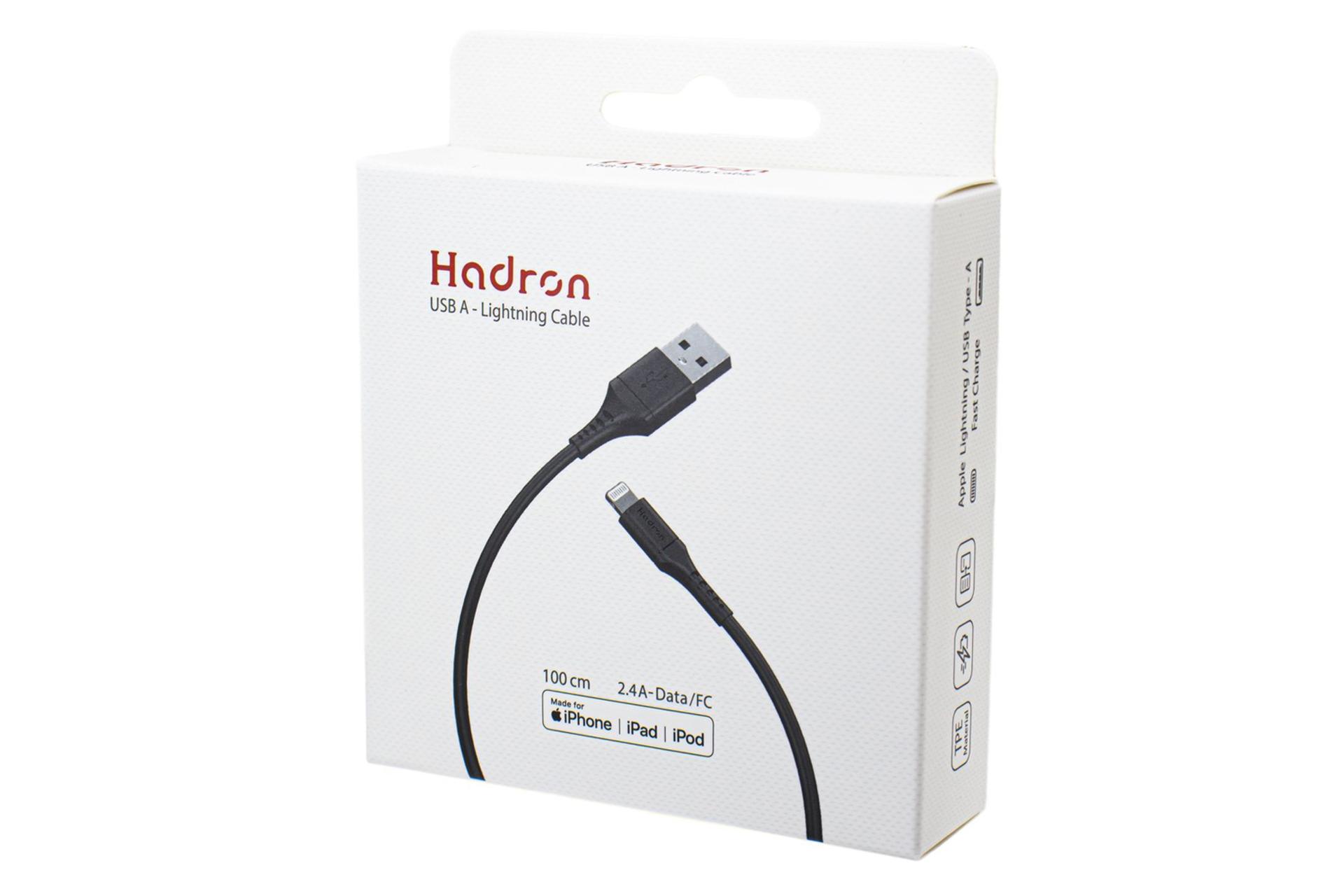 جعبه کابل شارژ USB هادرون Type-A به Lightning مدل HTC-A-L01 با طول 1 متر