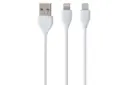 کابل شارژ USB ریمکس USB به Micro-USB+Lightning مدل LESU RC-050T 2in1 با طول 2 متر سفید