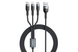 کانکتور کابل شارژ USB ریمکس USB به Type-C+Micro-USB+Lightning مدل Rc-070th 3in1 با طول 1.2 متر