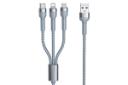 کابل شارژ USB ریمکس USB به Type-C+Micro-USB+Lightning مدل RC-124th 3in1 با طول 1.2 متر نقره ای