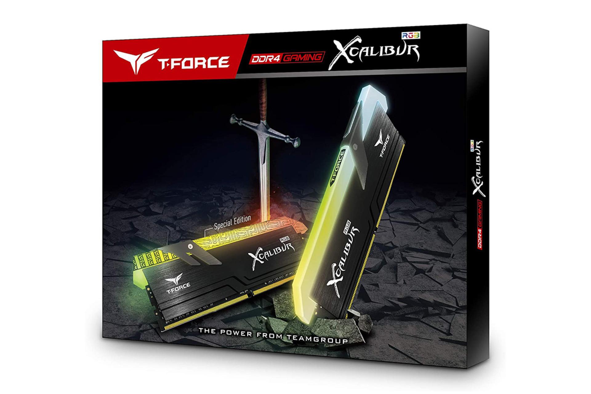 جعبه رم تیم گروپ TEAMGROUP T-FORCE XCALIBUR RGB 16GB (2x8) DDR4-3600 CL18