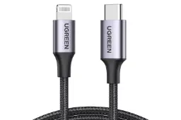 کابل شارژ USB یوگرین Type-C به Lightning مدل US304 با طول 2 متر مشکی