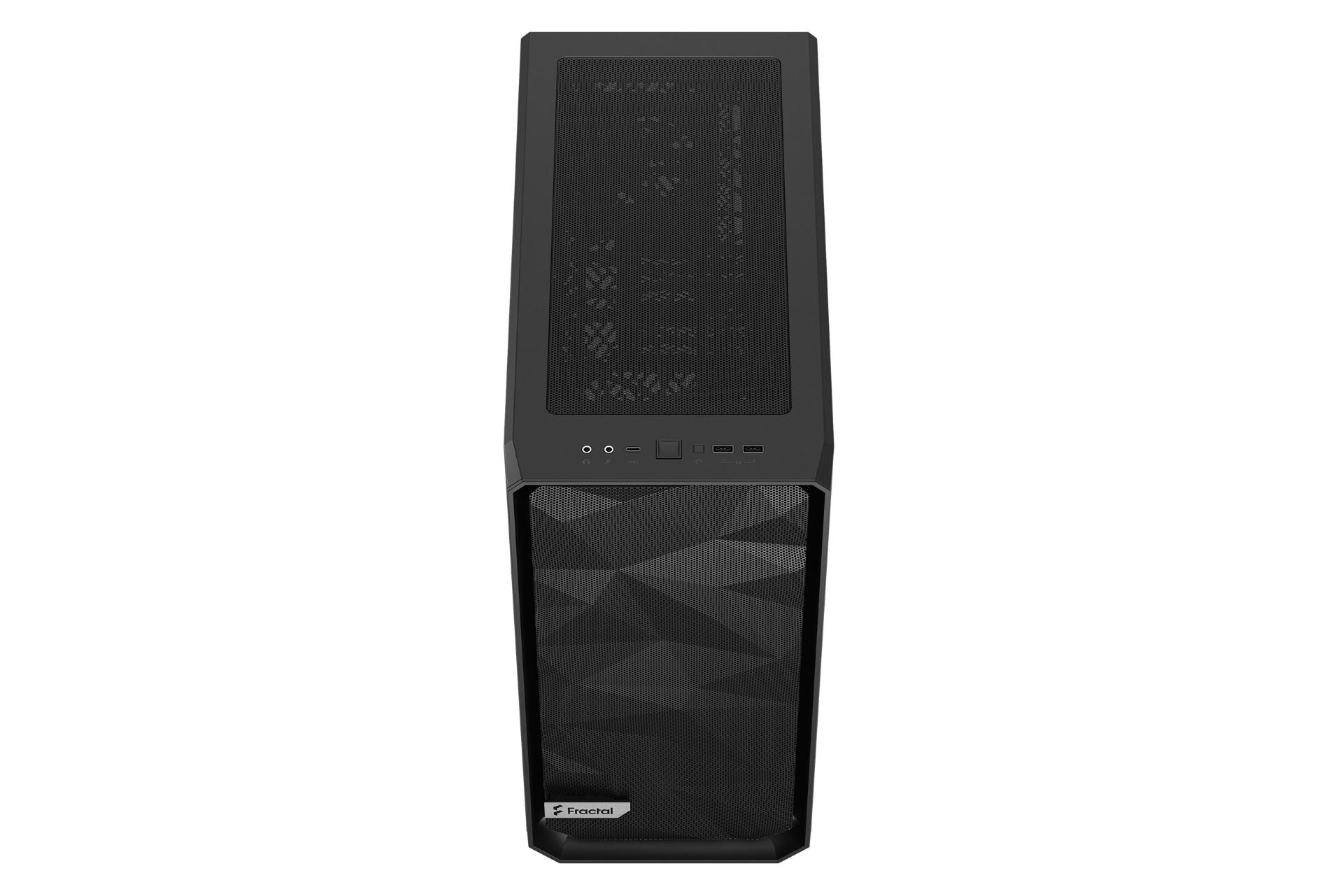 کیس کامپیوتر فرکتال دیزاین Meshify 2 Compact Black TG Dark Tint نمای بالا