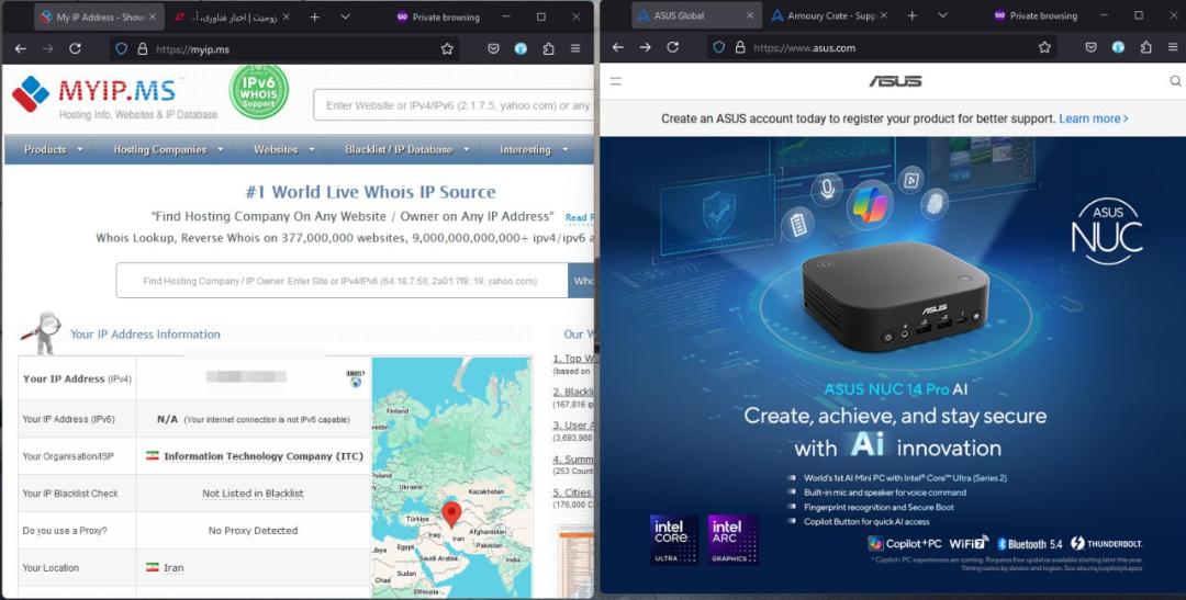وب‌سایت ایسوس با اینترنت مخابرات