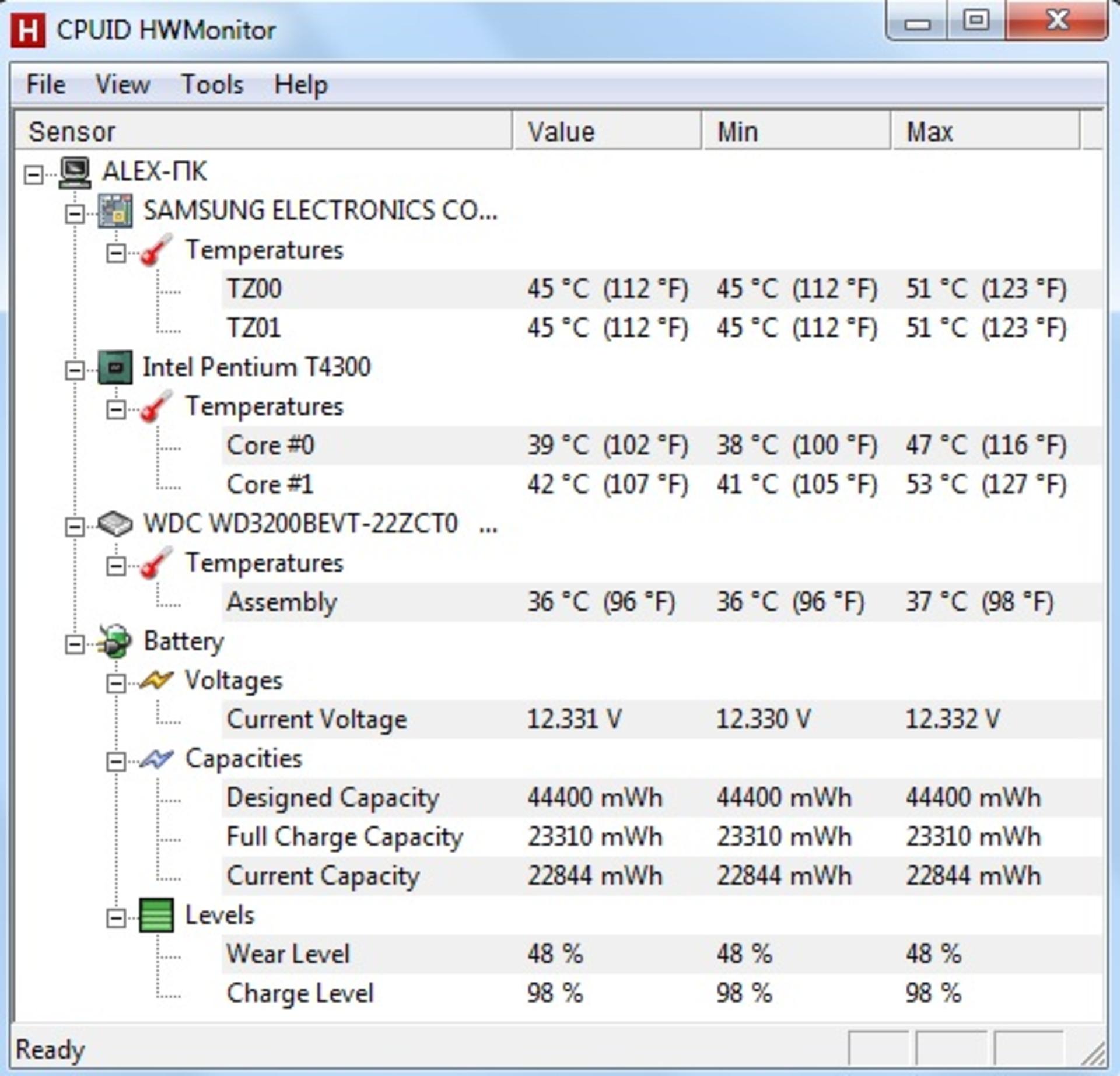 نرم‌افزار بنچمارک HWMonitor