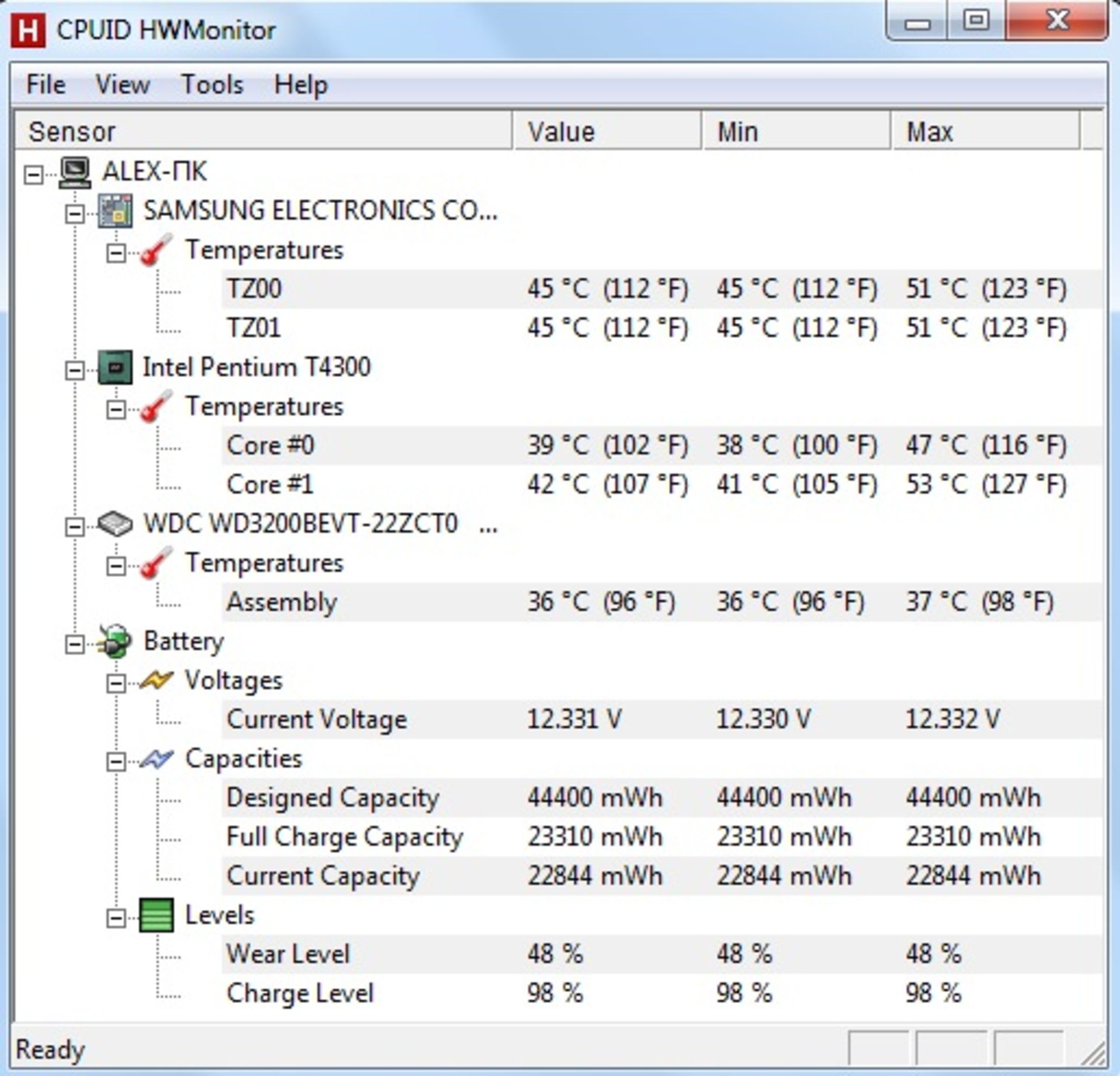 نرم‌افزار بنچمارک HWMonitor
