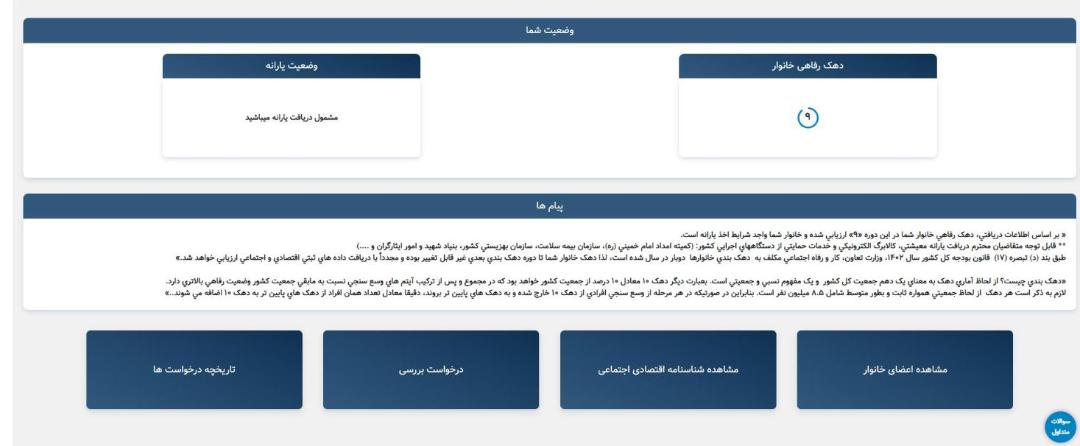 پنل کاربری سامانه حمایت