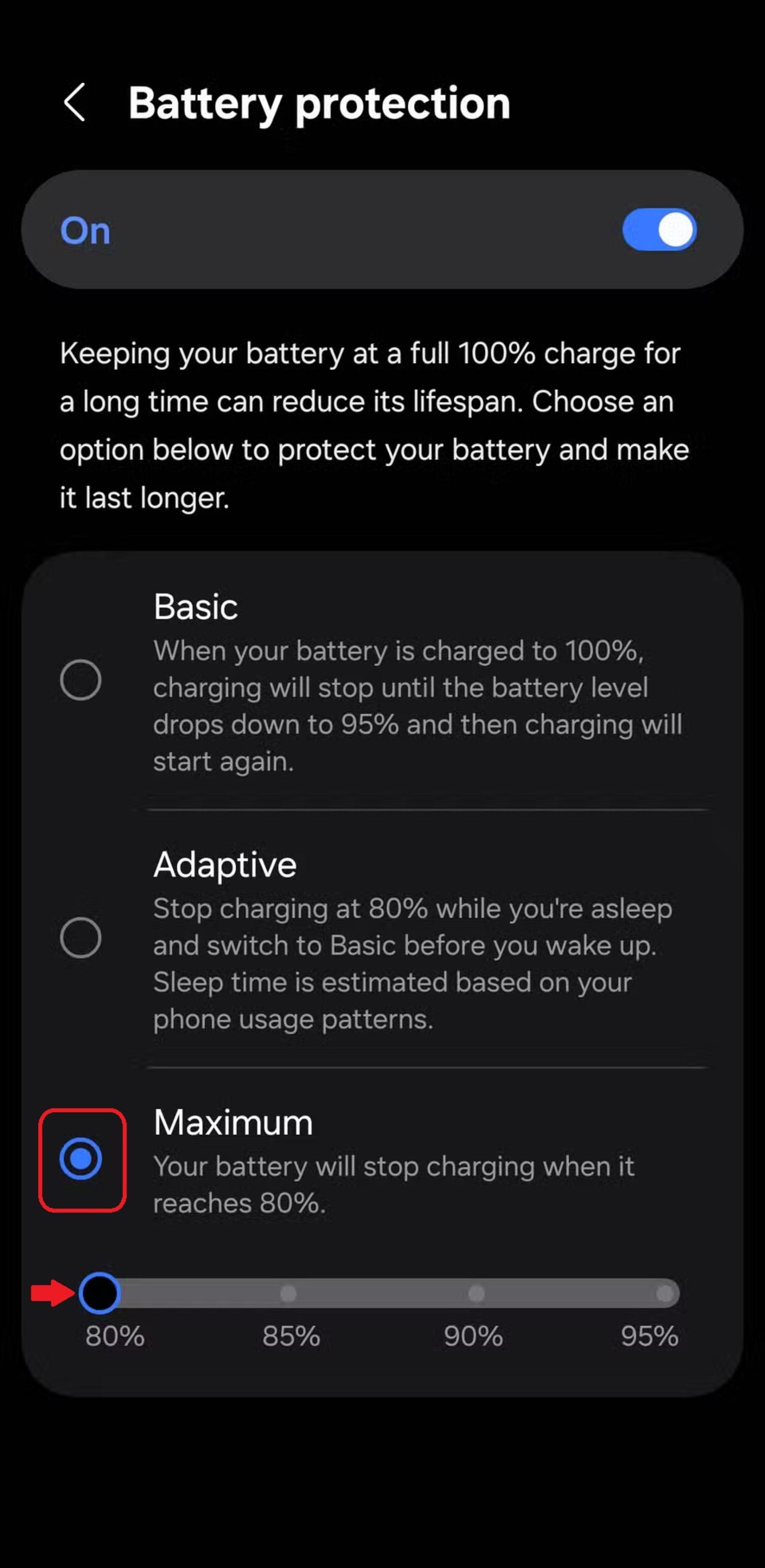  تغییر محدودیت شارژ باتری
