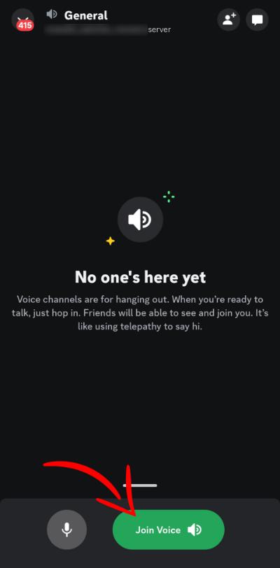 The home page of Discord's smartphone audio channel