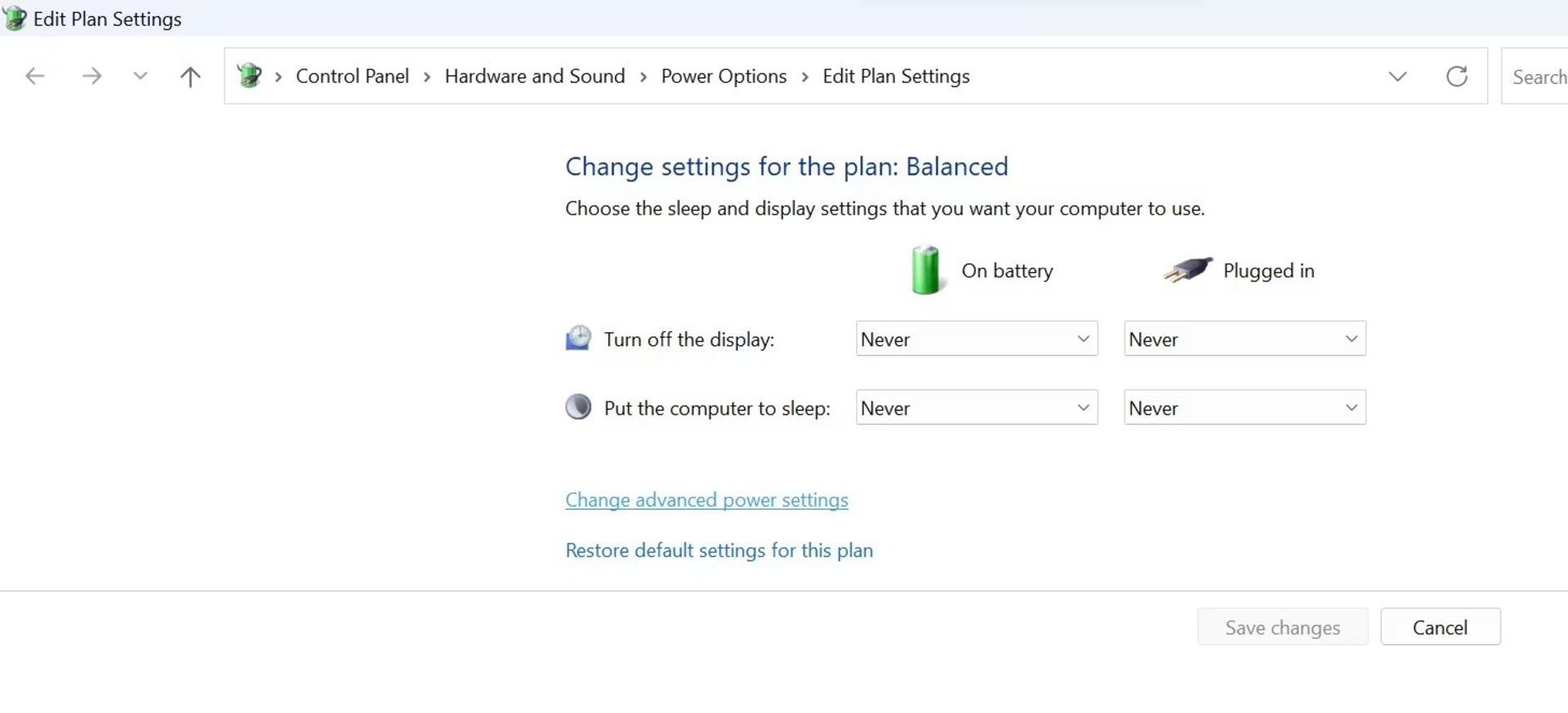 تنظیمات power plan در ویندوز 