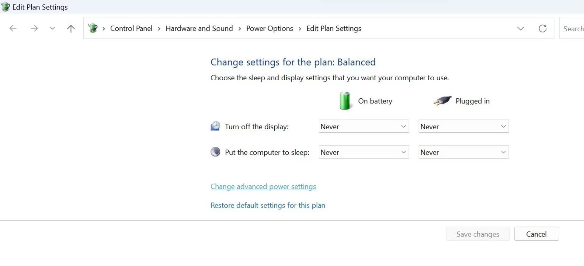 تنظیمات power plan در ویندوز 