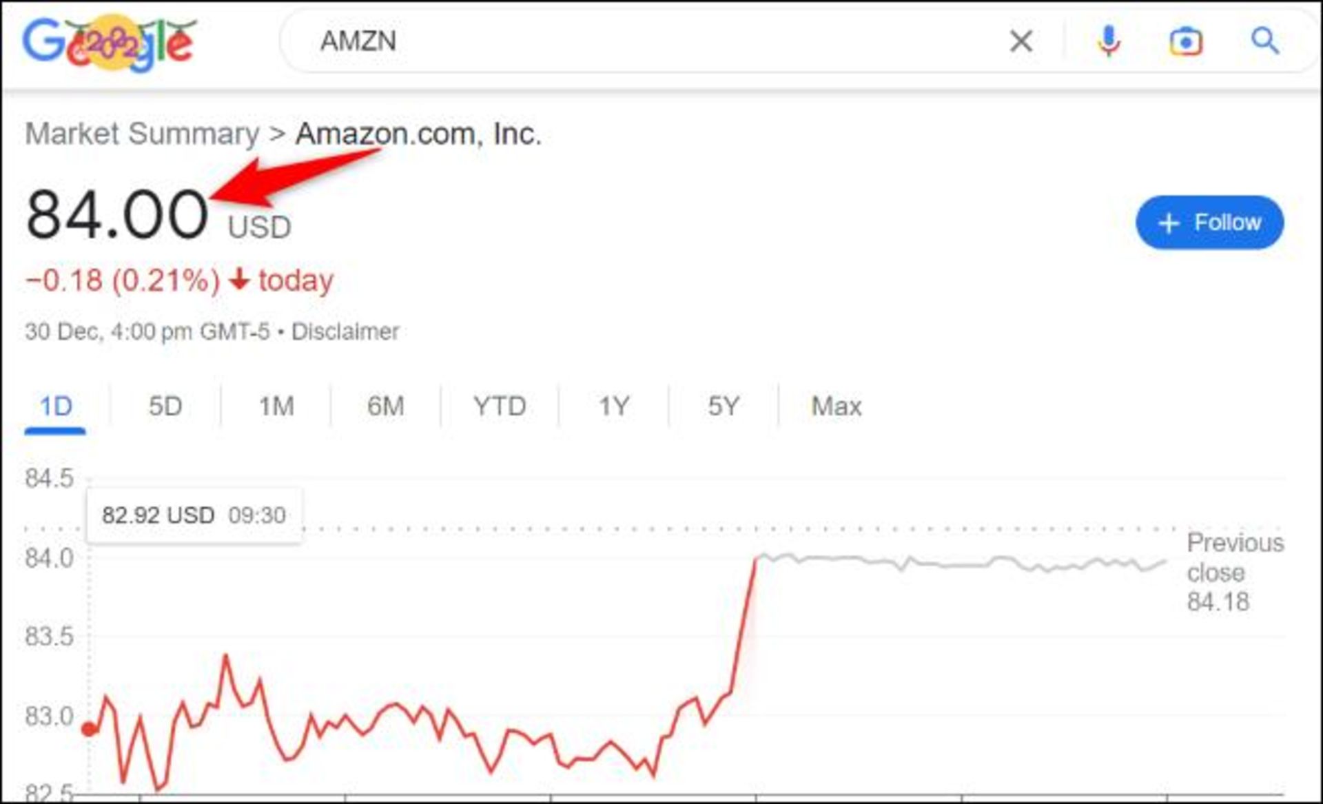 مشاهده قیمت لحظه ای سهام در گوگل