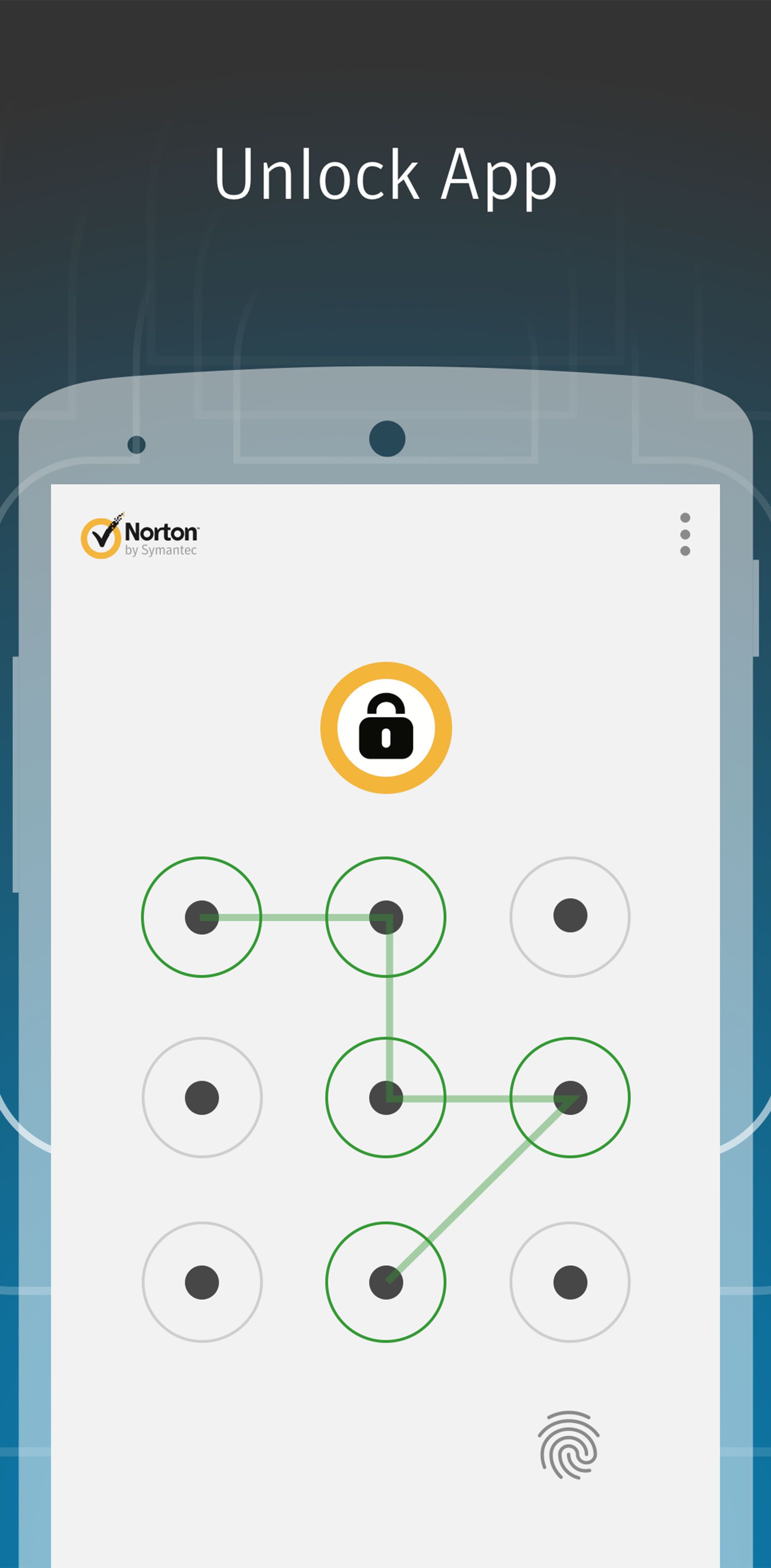صفحه قفل پترن در گوشی هوشمند اپ Norton